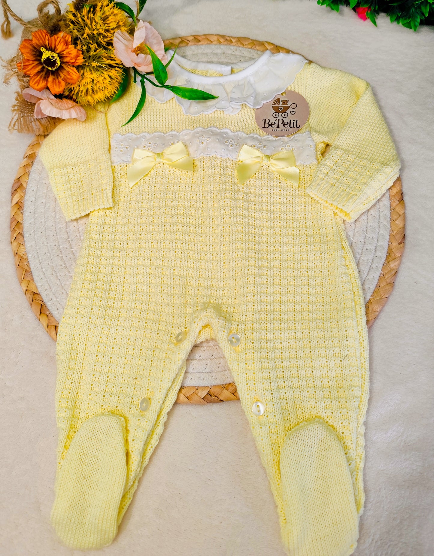Babygrow malha algodão amarelo