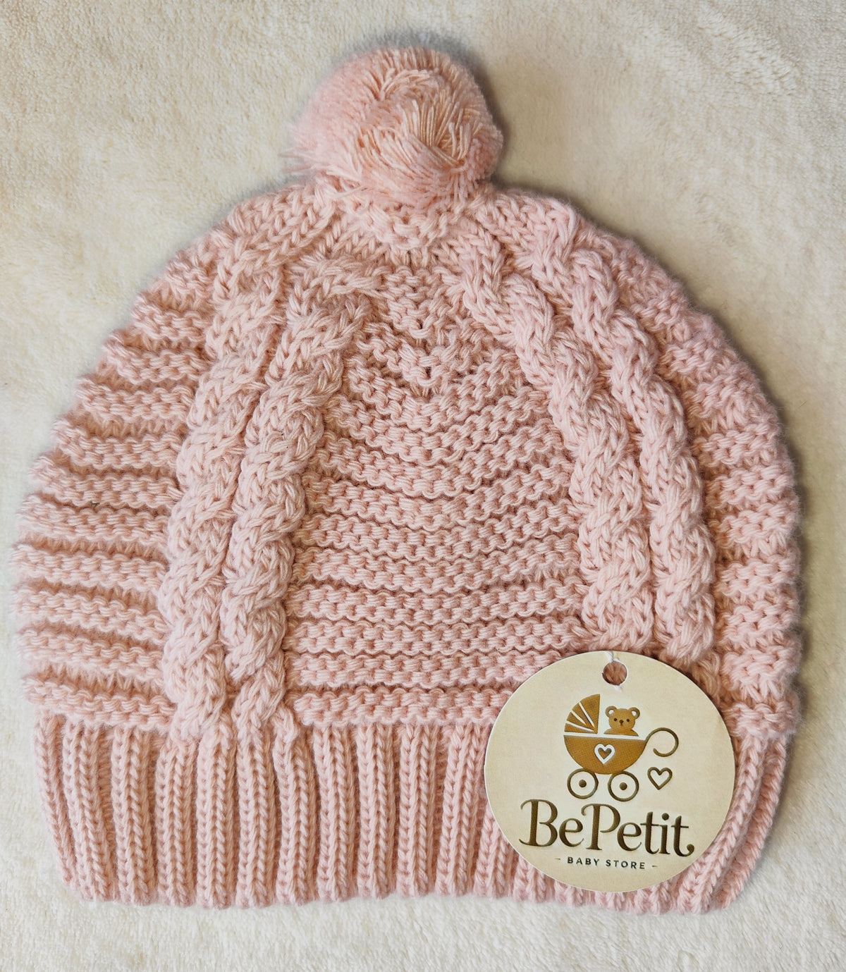 Gorro bebê pompom em malha