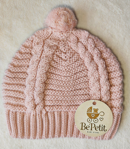 Gorro bebê pompom em malha