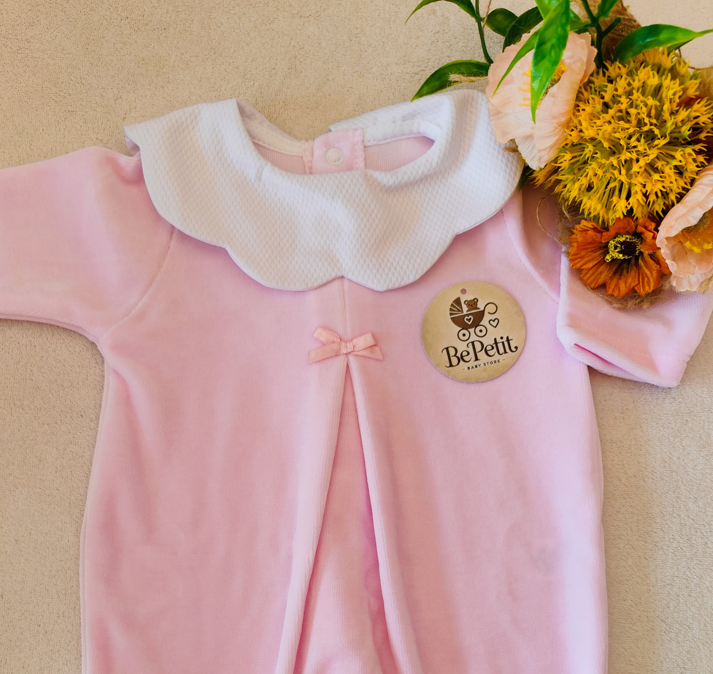 Babygrow veludo rosa