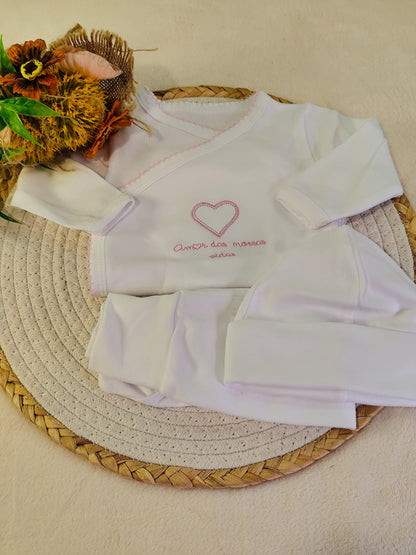 Conjunto primeira roupinha amor das nossas vidas Rosa