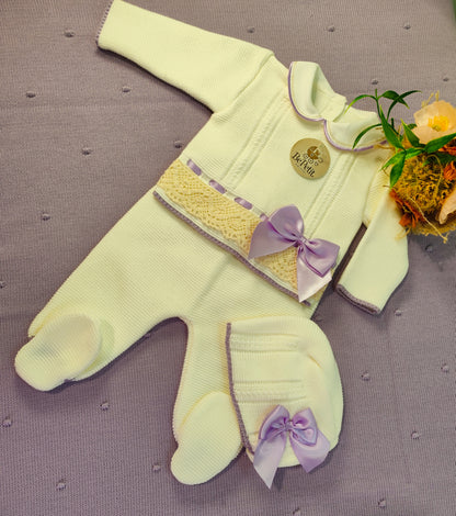 Conjunto malha laços de Cetim lavanda