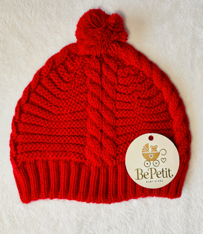Gorro bebê pompom em malha