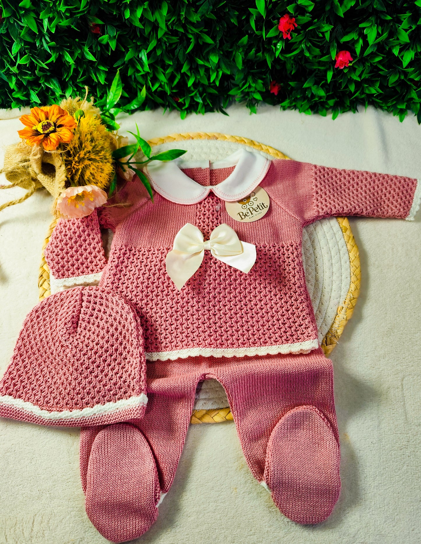 Conjunto malha laços pérola