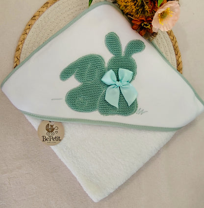 Conjunto Toalha + Fralda em Algodão coelhinho
