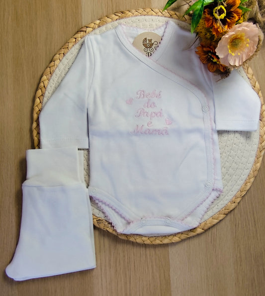 Conjunto c/ carda bebé do papá e mamã