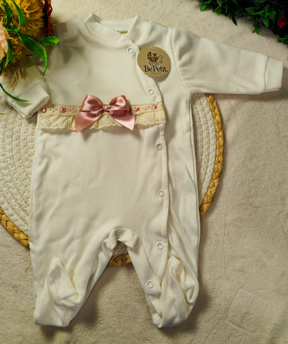 Babygrow  algodão com laço Cetim