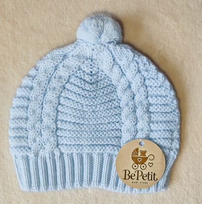 Gorro bebê pompom em malha