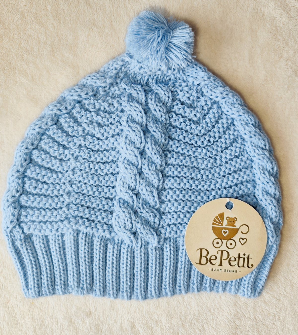 Gorro bebê pompom em malha