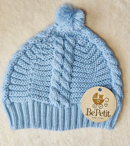 Gorro bebê pompom em malha