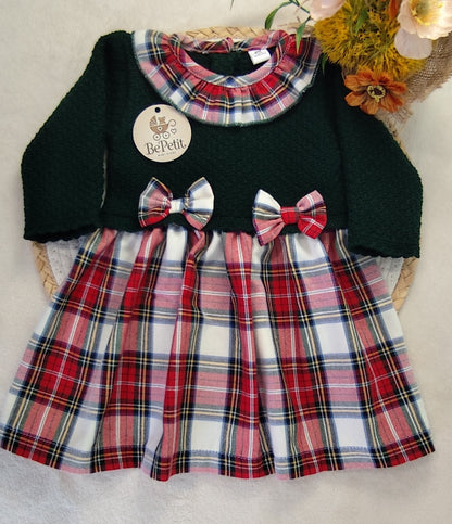 Vestido em malha e algodão