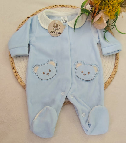 Baby veludo ursinho azul