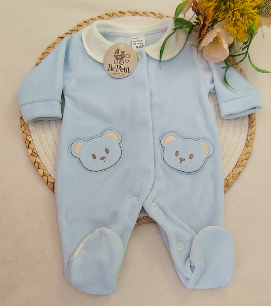 Baby veludo ursinho azul