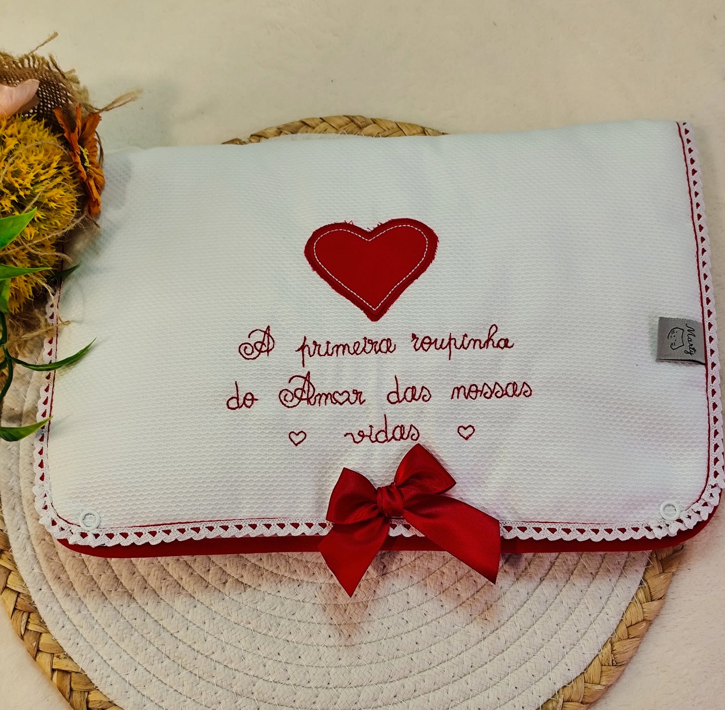 Conjunto primeira roupinha amor das nossas vidas vermelho