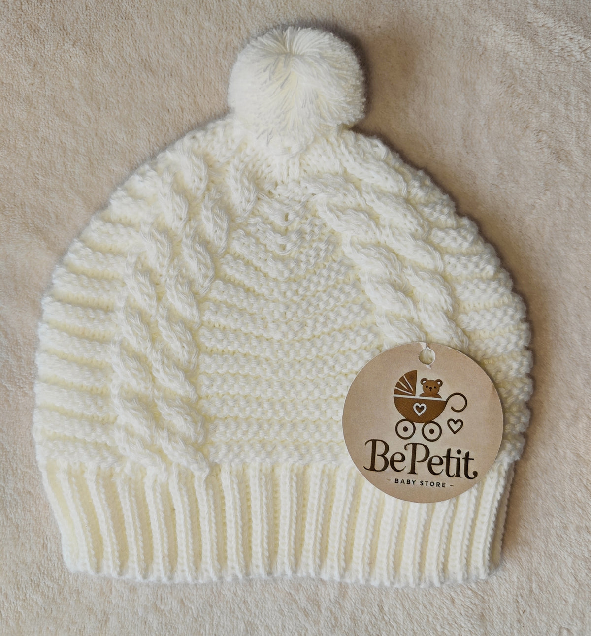 Gorro bebê pompom em malha