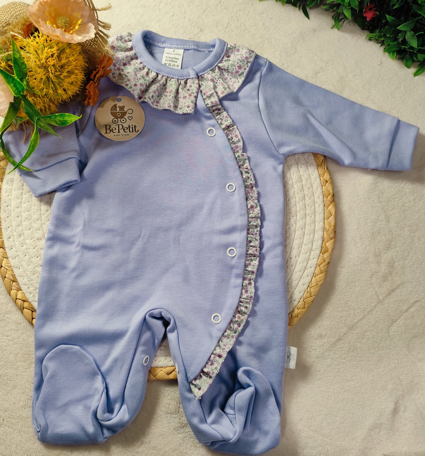 Babygrow ursinho gola  floral