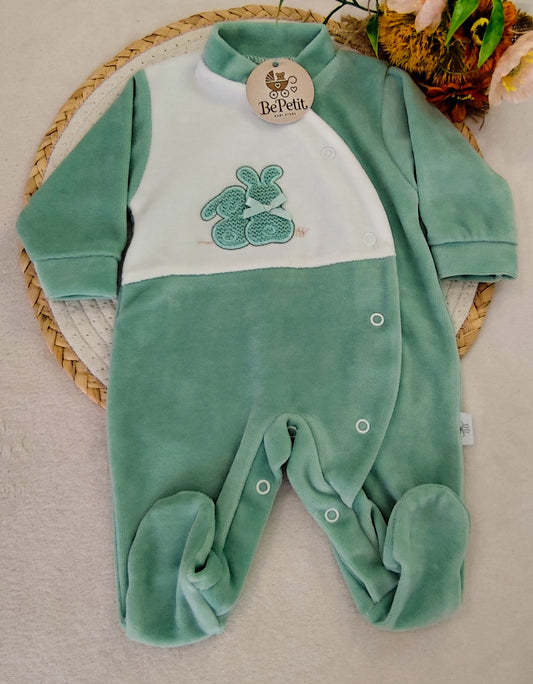 Babygrow veludo coelho verde