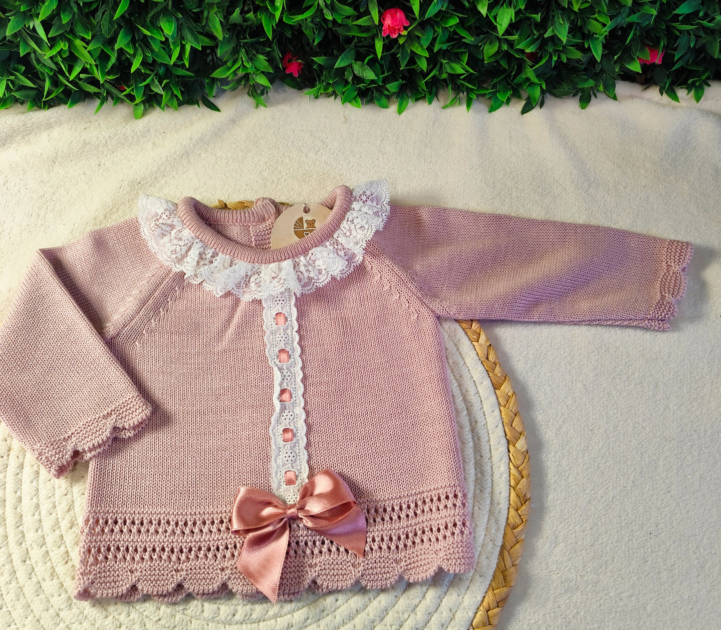 Conjunto malha algodão laços de Cetim