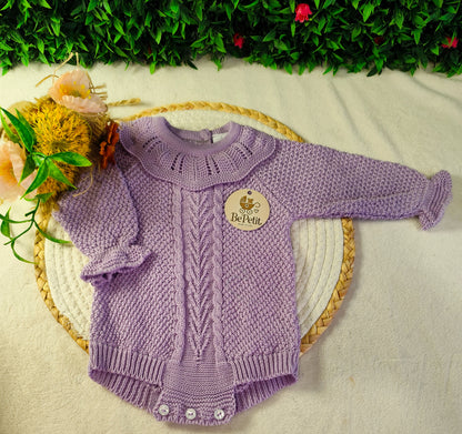 Fofo de malha gola algodão com touca lilás