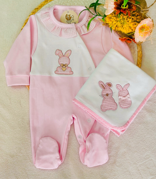 Conjunto babygrow+Fralda Algodão