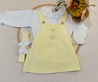 Conjunto Vestido de Malha com Blusa e Faixa
