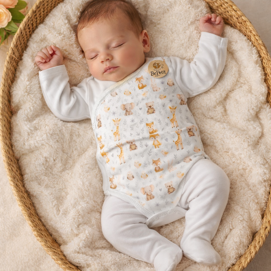 Conjunto  body e calça c/ carda animais