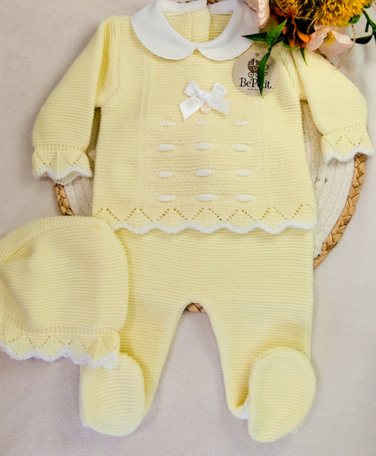 Conjunto de malha 3 peças amarelo