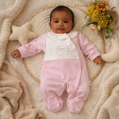 Babygrow  algodão Ursinhos Bordados