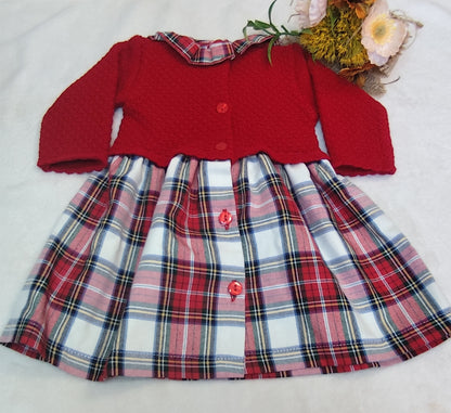 Vestido em malha e algodão