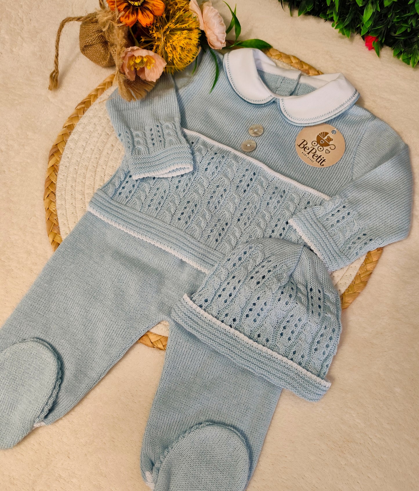 Conjunto saída maternidade azul