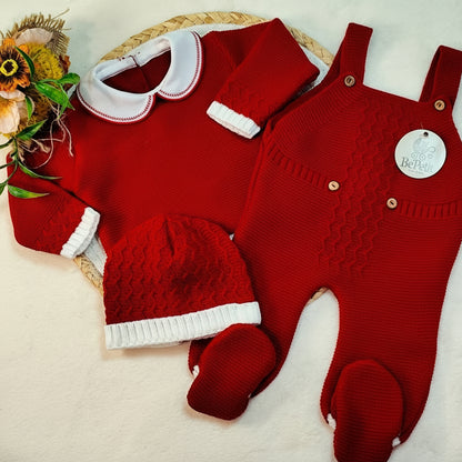 Conjunto jardineira vermelha