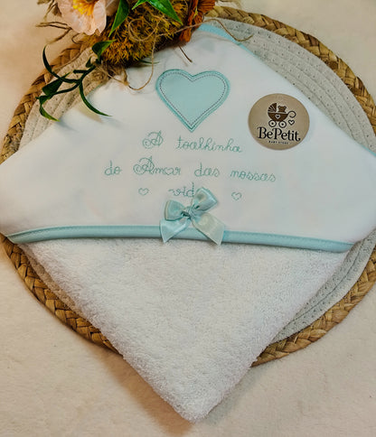 Conjunto Toalha + Fralda Amor das nossas vidas verde