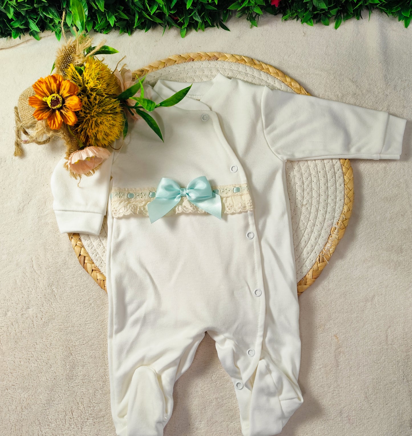 Babygrow  algodão com laço Cetim
