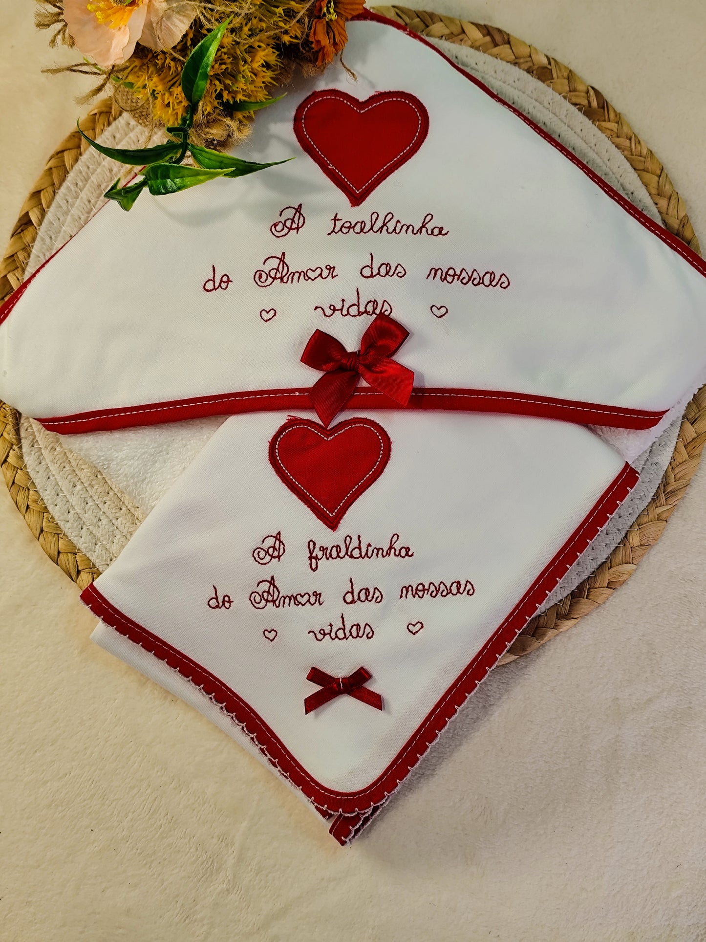 Conjunto Toalha + Fralda Amor das nossas vidas