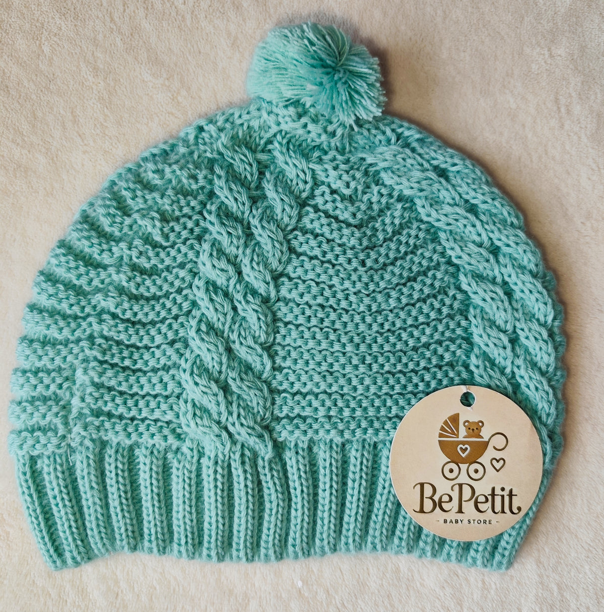 Gorro bebê pompom em malha