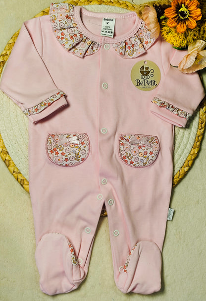 Babygrow algodão rosa floral