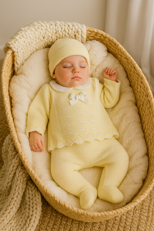 Conjunto de malha 3 peças amarelo