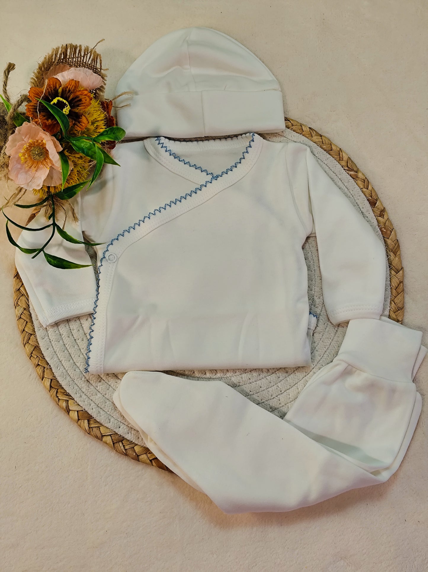 Conjunto primeira roupinha bordado inglês