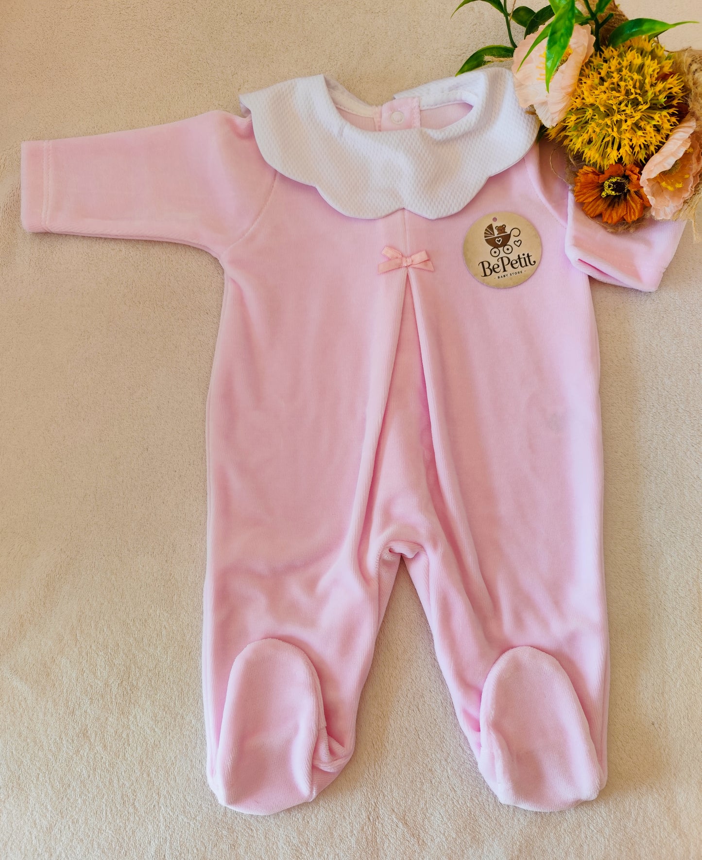 Babygrow veludo rosa