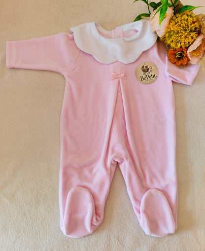 Babygrow veludo rosa
