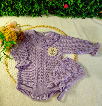 Fofo de malha gola algodão com touca lilás