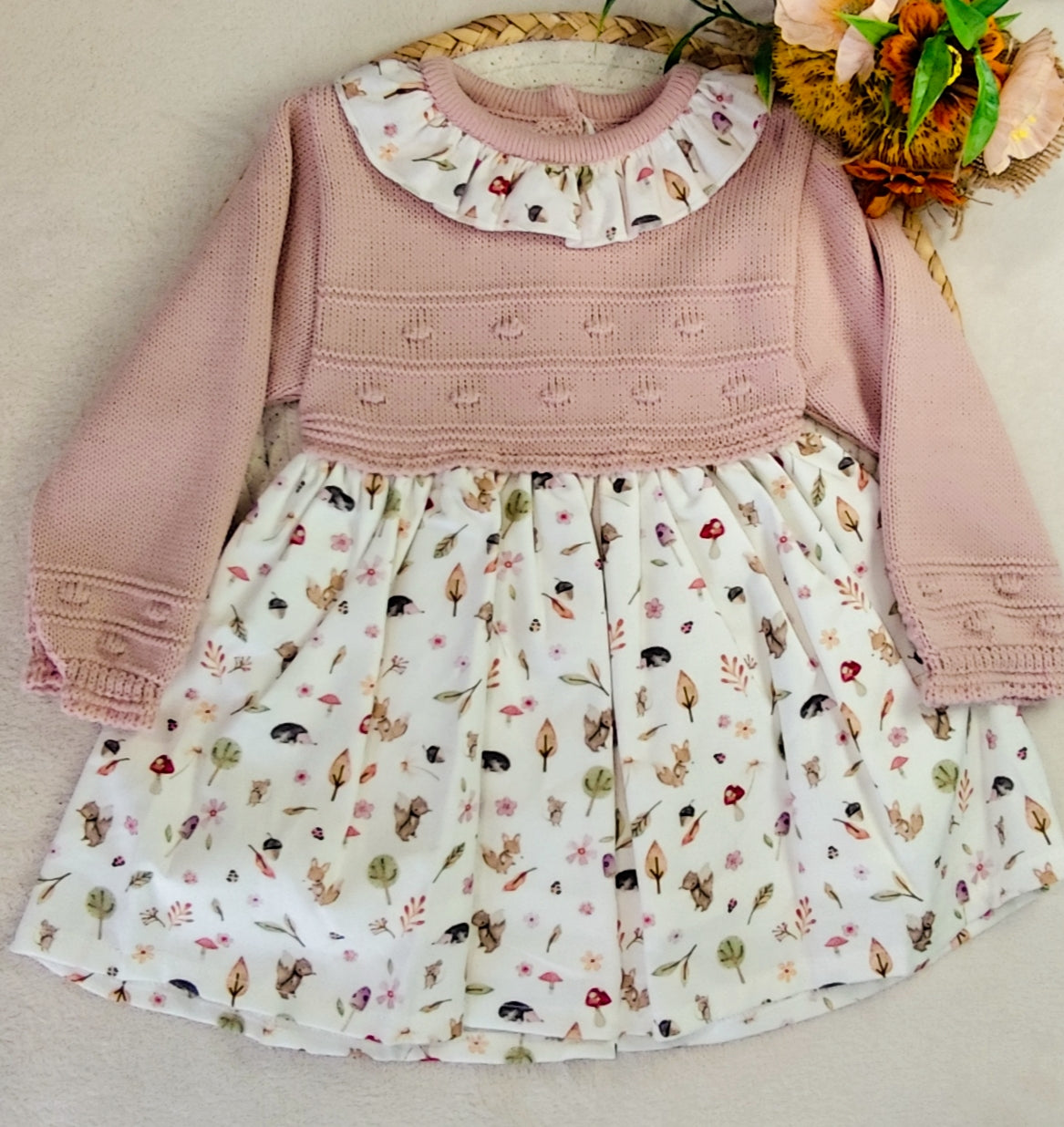 Vestido de malha com tecido