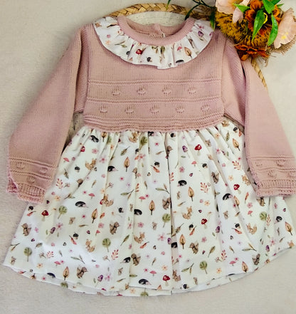 Vestido de malha com tecido