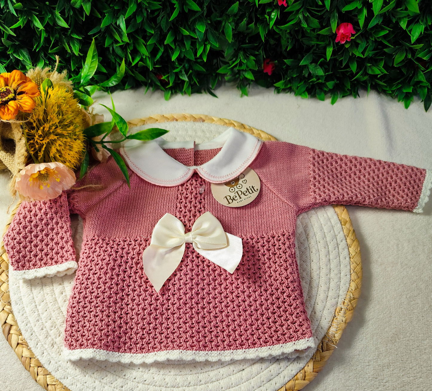 Conjunto malha laços pérola