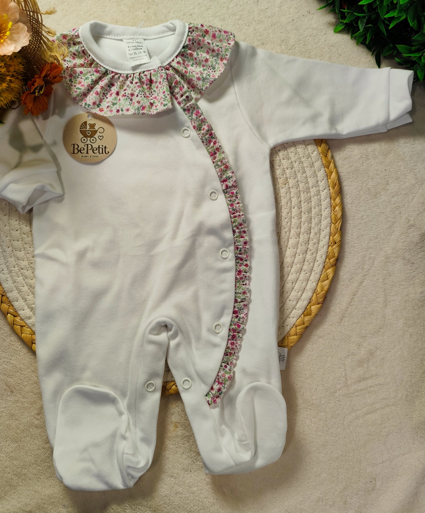 Babygrow ursinho gola  floral