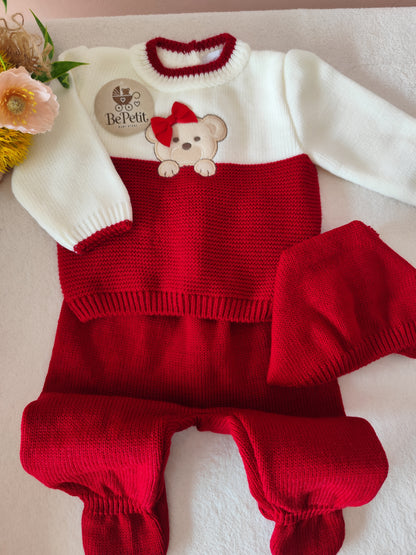 Conjunto 3 peças vermelho menina