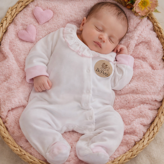 Babygrow veludo branco