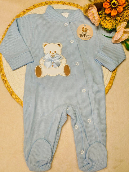 Babygrow Ursinho com laço de Cetim azul