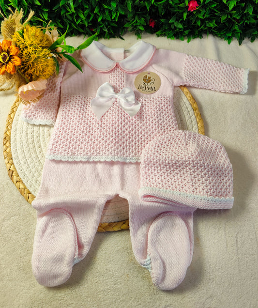 Conjunto malha laços de Cetim Rosa