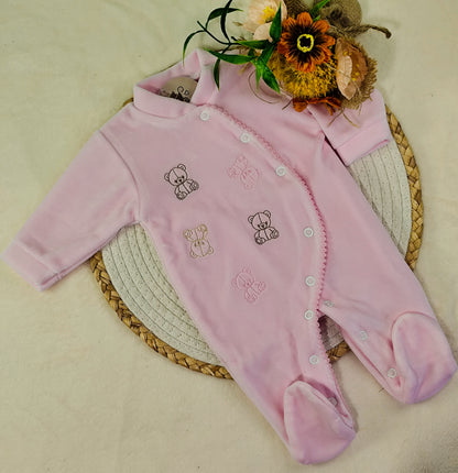 Babygrow veludo ursinhos bordados